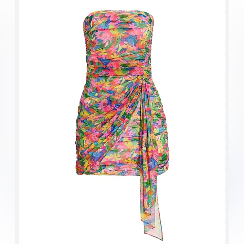Amanda Uprichard Anja Strapless Ruched Minidress in Paradiso